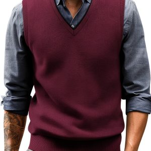 PJ Paul Jones Mens Wool Sweater Vest V-Neck Layering-0