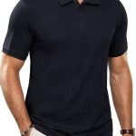 Mens Textured Polo Shirt Soft Fabric Classic Design Multiple-0