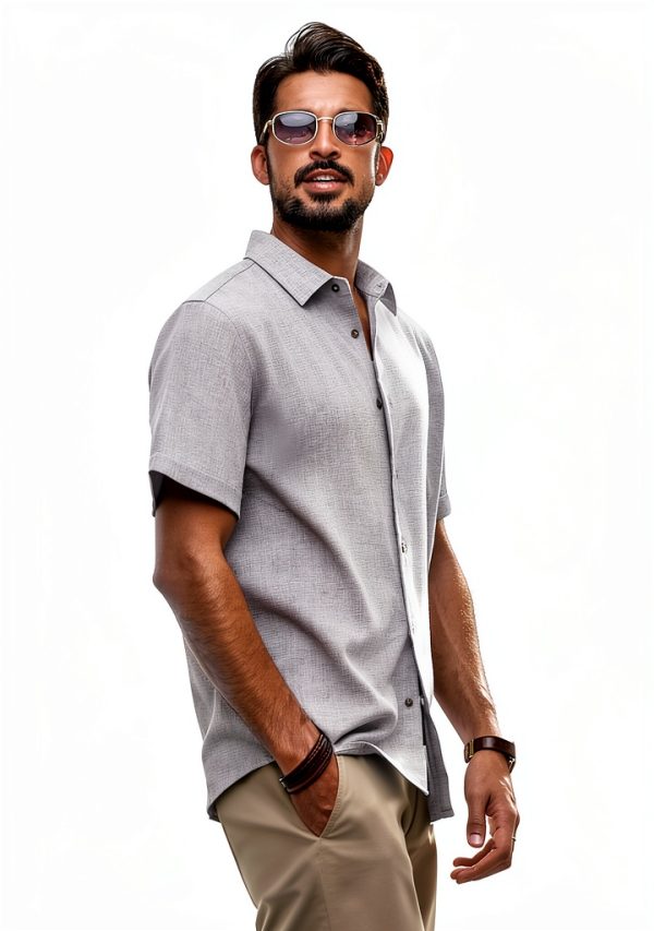 Mens Button Down Shirt Premium Fabric Classic Collar-2