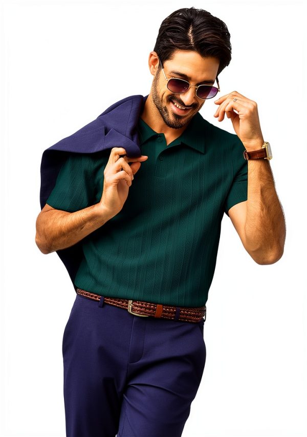 Men's Polo Shirt Soft Pique Knit Classic Collar Comfort Fit-2