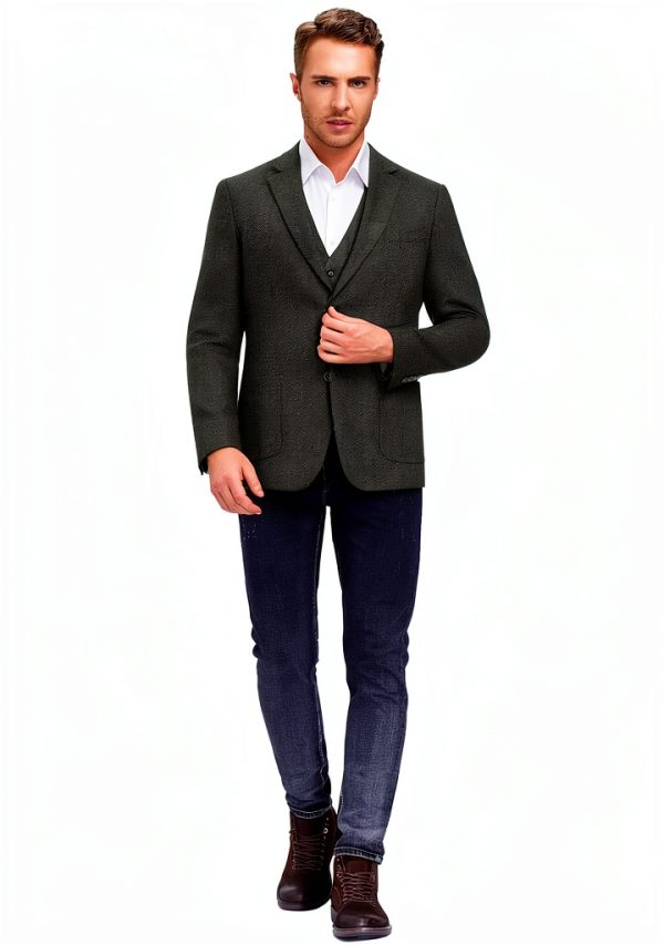 PJ PAUL JONES Tweed Blazer Mens Herringbone Design-3