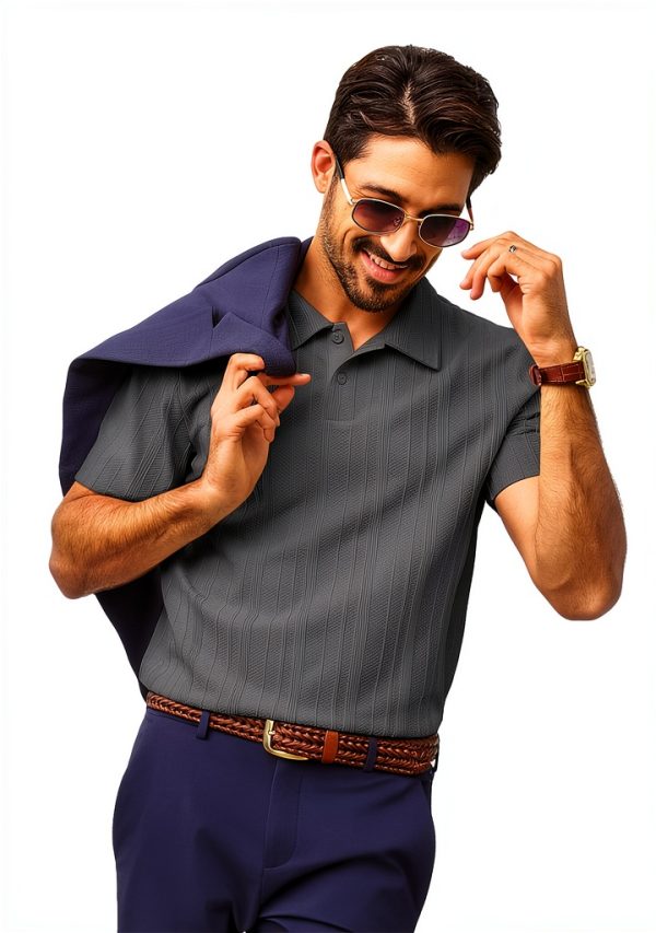Mens Polo Shirt Soft Pique Knit Classic Collar Sizes Colors-1