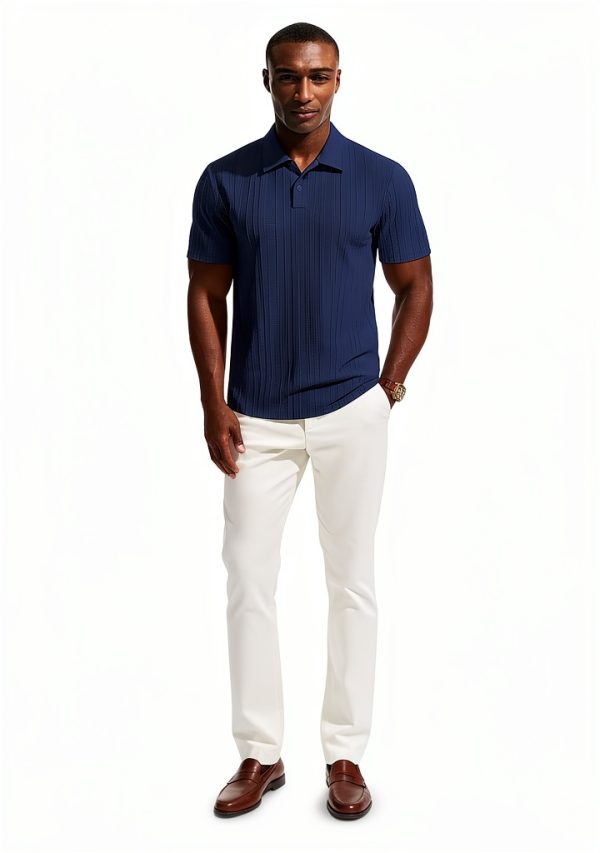 Men's Polo Shirt Soft Pique Knit Classic Collar Versatile-5