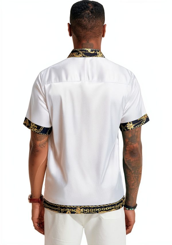 Mens Satin Silk Shirt Hawaiian Summer Printed Short Sleeve-1