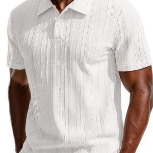 Men's Polo Shirt Soft Pique Knit Classic Collar Versatile-0