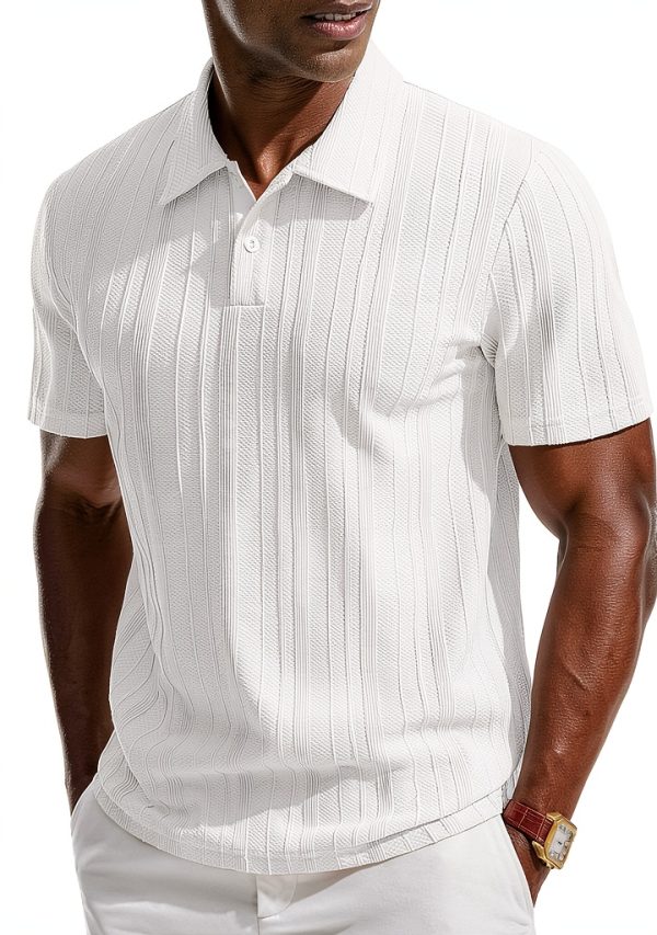 Men's Polo Shirt Soft Pique Knit Classic Collar Versatile-0