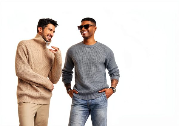 PJ Paul Jones Mens Waffle Sweater Soft Knit Crewneck-4