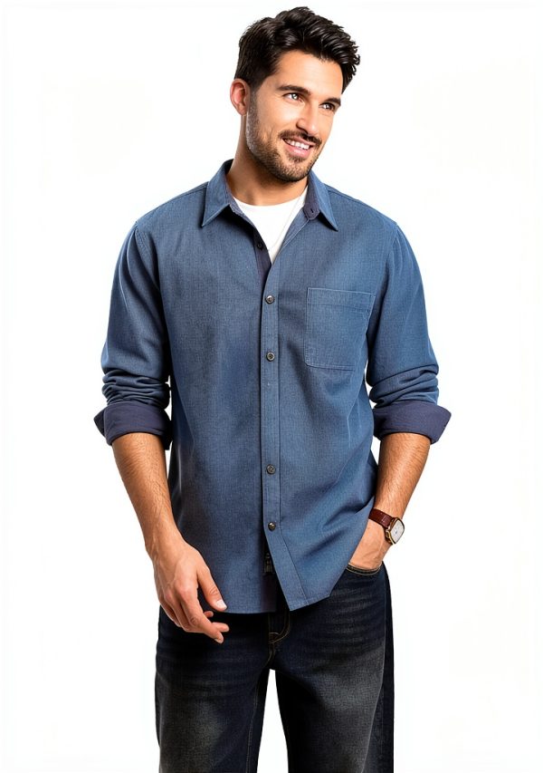 Mens Corduroy Button Down Shirt Soft Wrinkle Resistant Long-3