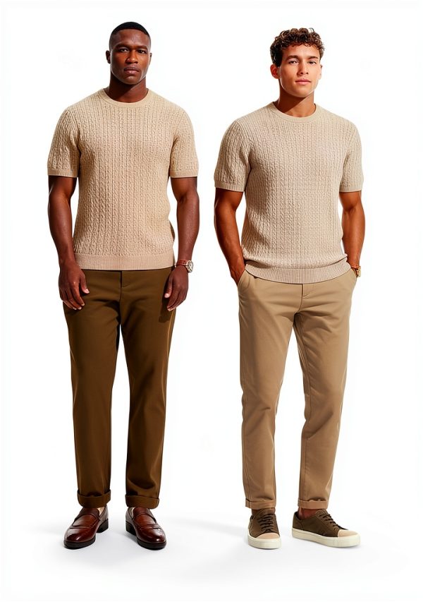 PJ PAUL JONES Mens Textured Knit Shirt Hollow Out Design-6