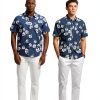 Mens Hawaiian Shirt Polyester Tropical Print Short Sleeve-5