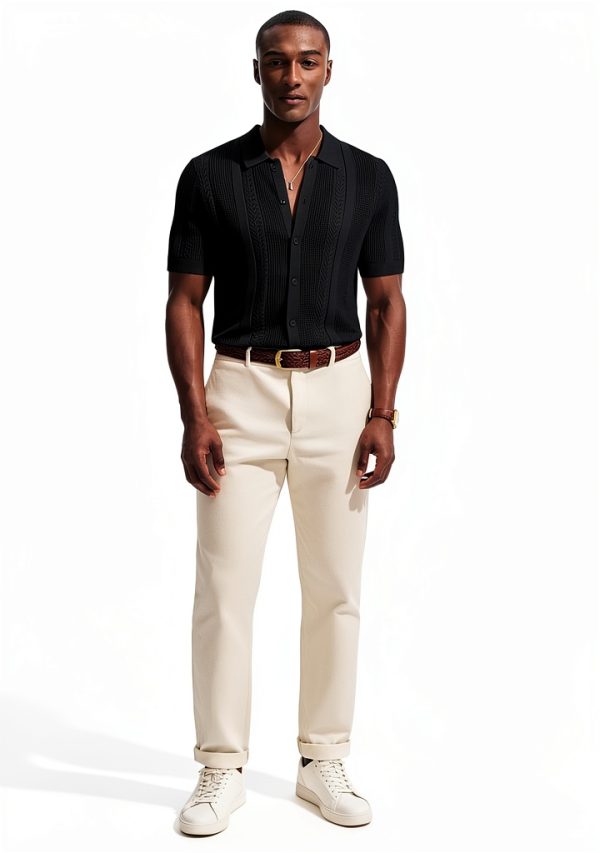 PJ PAUL JONES Mens Knit Button Down Shirt Soft Stretch-5