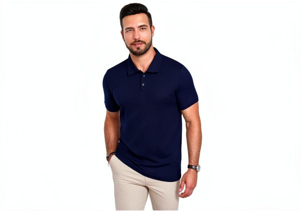 Mens Textured Polo Shirt Soft Fabric Classic Design Multiple-6