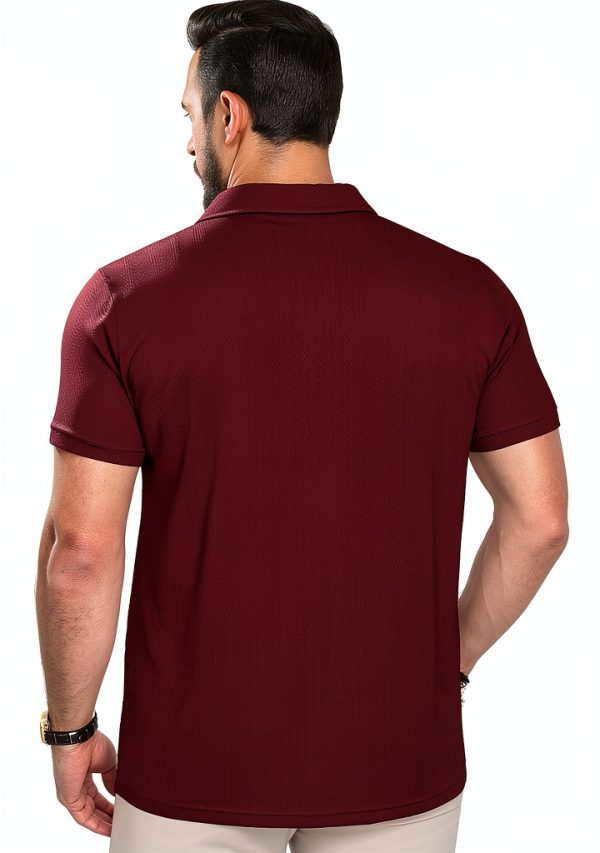 Mens Textured Polo Shirt Soft Fabric Classic Design Colors-3