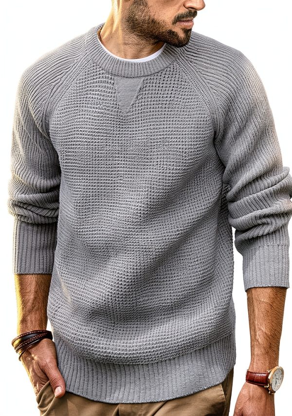 PJ Paul Jones Mens Waffle Sweater Soft Knit Crewneck-0