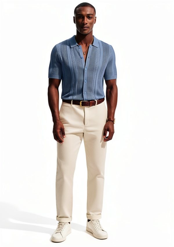 PJ PAUL JONES Mens Knit Button Down Shirt Soft Stretch-5