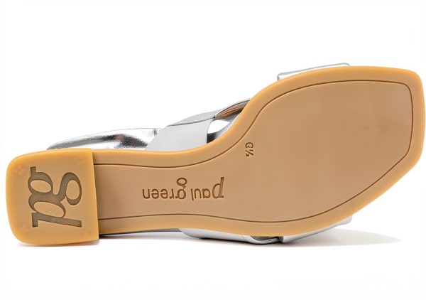 PAUL GREEN Womens Slide Sandals Leather Lined Aluminium-2