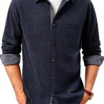 Mens Corduroy Button Down Shirt Soft Wrinkle Resistant-0