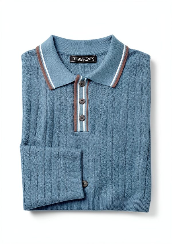 Mens Polo Shirt Viscose Herringbone Texture Golf Casual Wear-4