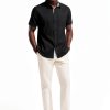 Mens Silk Button Down Shirt Premium Fabric Easy Care-1