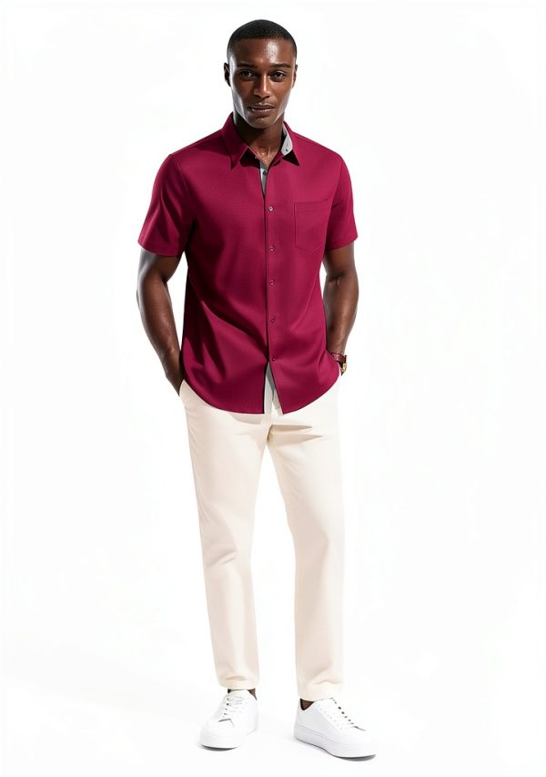 Mens Silk Button Down Shirt Premium Fabric Multiple Colors-1