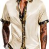 Mens Satin Silk Hawaiian Shirt Short Sleeve Button Down-0