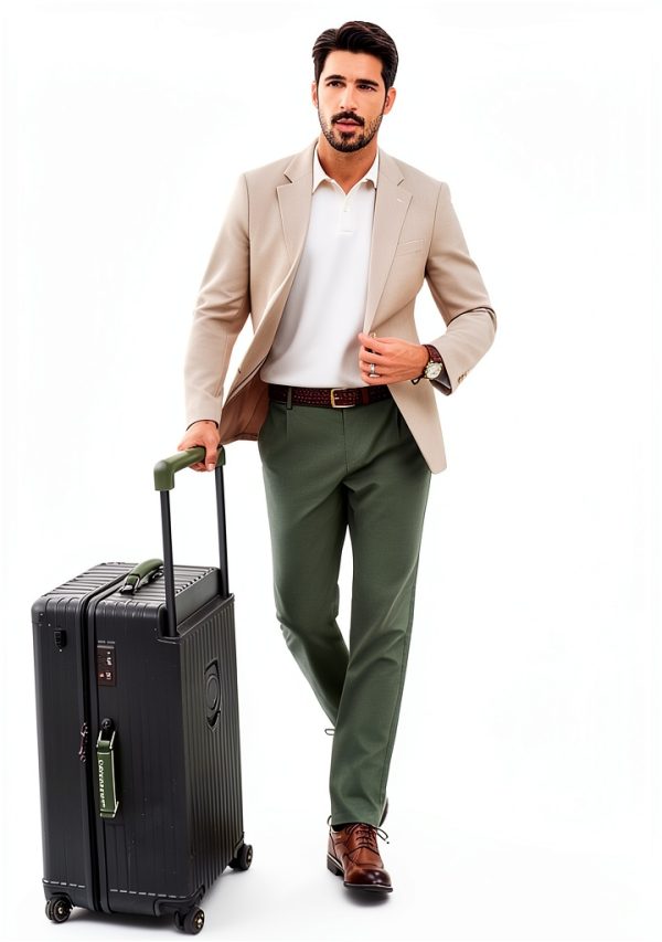 Mens Linen Pants Breathable Casual Elastic Waistband Army-2