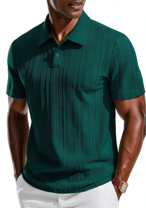 Men's Polo Shirt Soft Pique Knit Classic Collar Comfort Fit-0