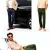 Mens Linen Pants Breathable Casual Elastic Waistband-5