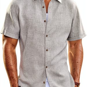 Mens Button Down Shirt Premium Fabric Classic Collar-0