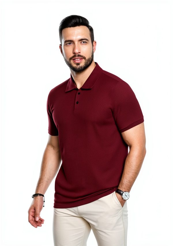 Mens Textured Polo Shirt Soft Fabric Classic Design Colors-2