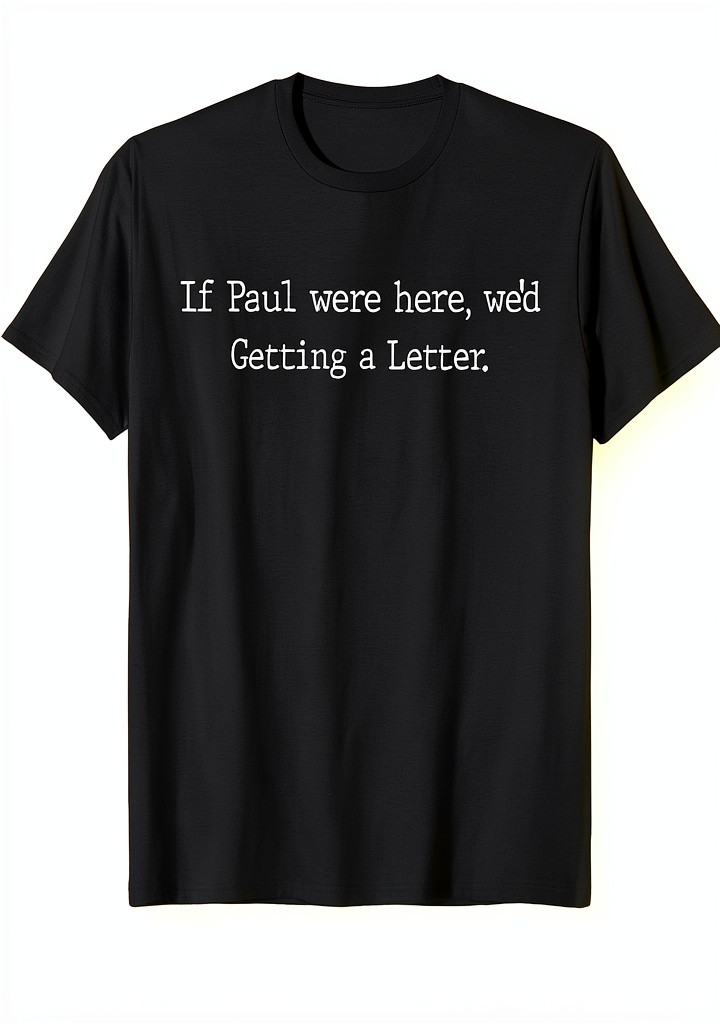 If Paul Were Here novelty t-shirt displayed on a man in a casual setting