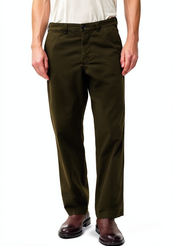 Mens Casual Pants Lightweight Stretch Twill Dark Green-0