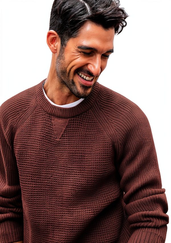 PJ Paul Jones Mens Waffle Sweater Soft Knit Crewneck-1