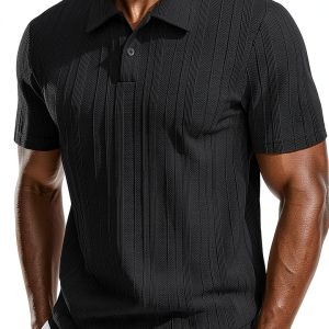 Mens Polo Shirt Soft Pique Knit Classic Collar Design-0