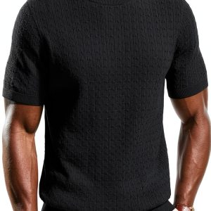 PJ PAUL JONES Mens Textured Knit Shirt Hollow Out Design-0