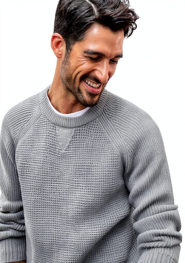 PJ Paul Jones Mens Waffle Sweater Soft Knit Crewneck-1