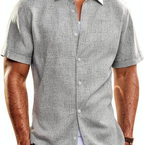 Mens Button Down Shirt Premium Fabric Classic Collar Design-0