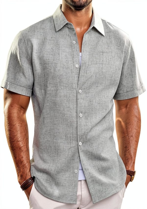 Mens Button Down Shirt Premium Fabric Classic Collar Design-0