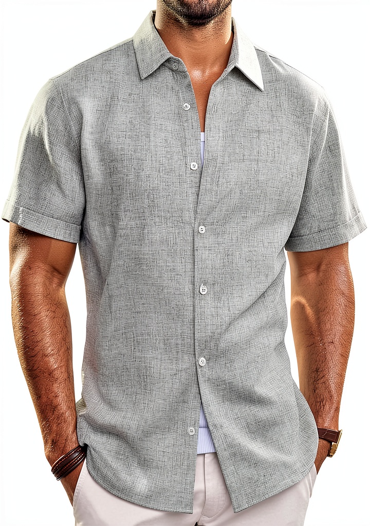 Mens button down shirt being worn in business casual setting with minimal wrinkles after full day of wear