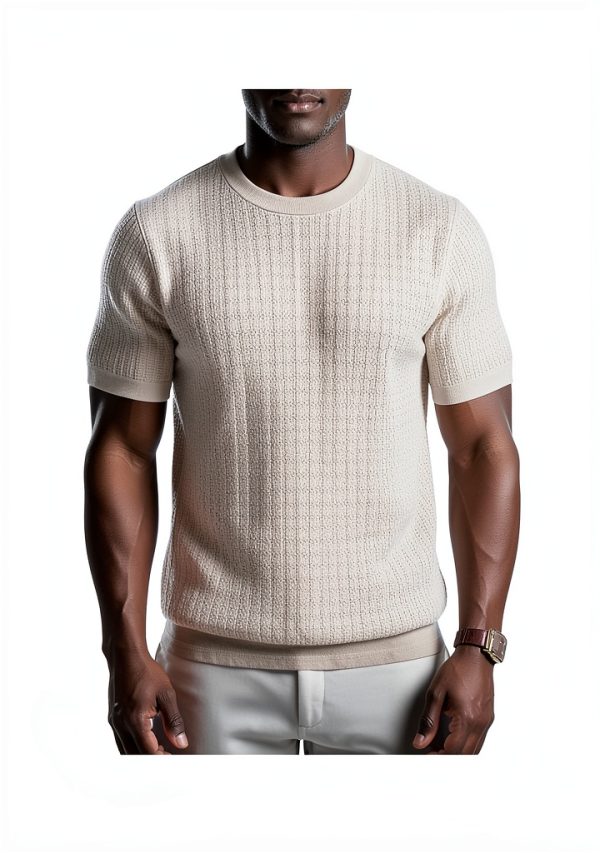 PJ PAUL JONES Mens Textured Knit Shirt Hollow Out Design-5
