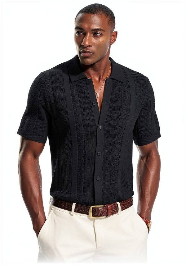 PJ PAUL JONES Mens Knit Button Down Shirt Soft Stretch-4