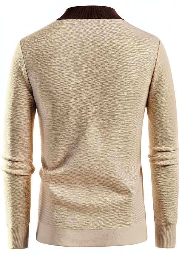 Men Cardigan Sweater Soft Stretch Contrast Color Button-4