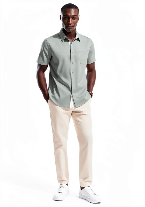 Mens Silk Button Down Shirt Premium Fabric Multiple Colors-1