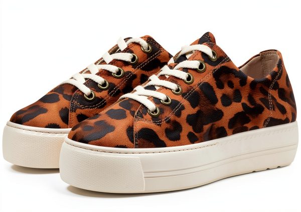 Paul Green Womens Sneakers Suede Upper Leopard White Combo-0