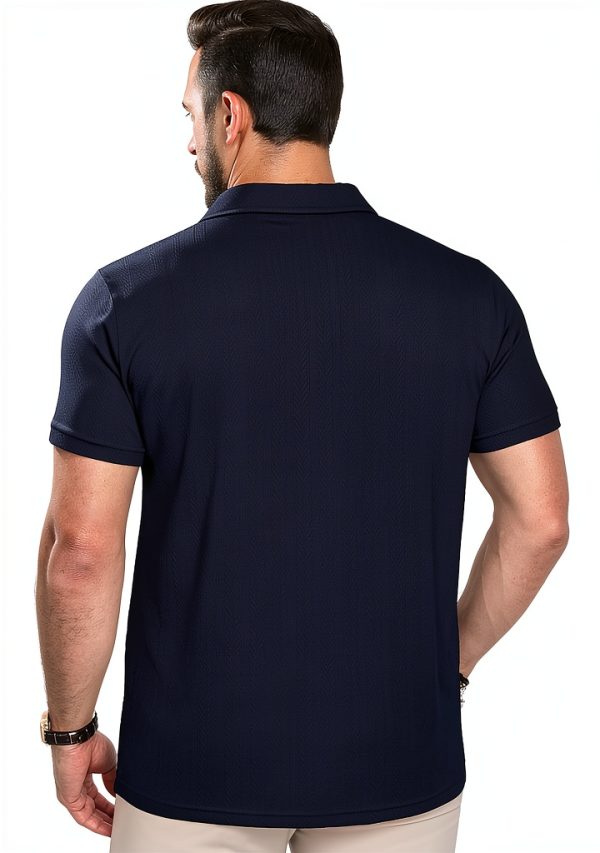Mens Textured Polo Shirt Soft Fabric Classic Design Multiple-3