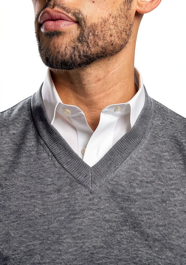 Supima Cotton Mens Tank Shirt V-Neck Pullover Fully-2