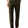 Mens Casual Pants Lightweight Stretch Twill Dark Green-1