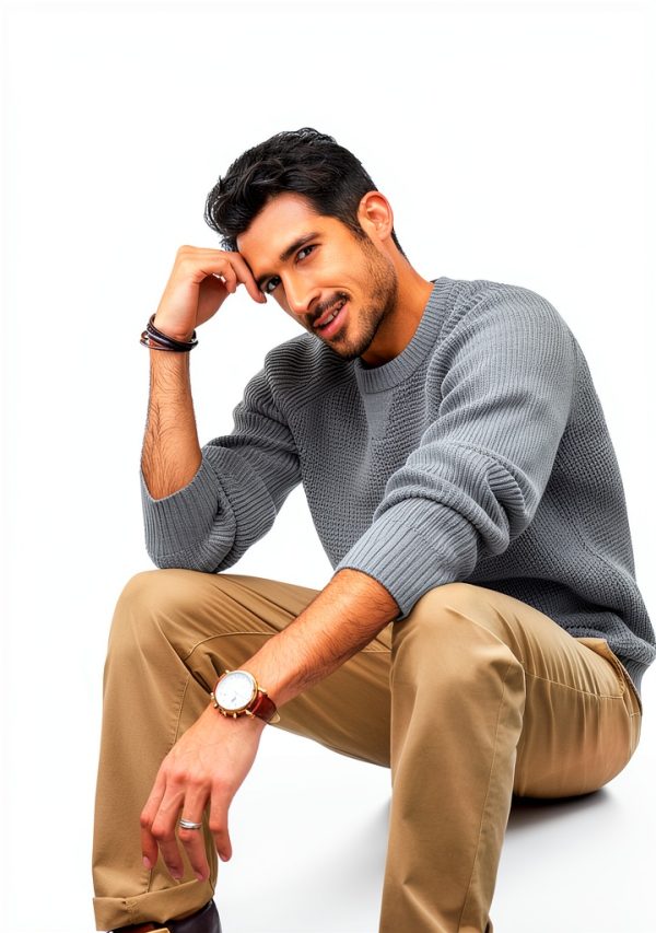 PJ Paul Jones Mens Waffle Sweater Soft Knit Crewneck-3