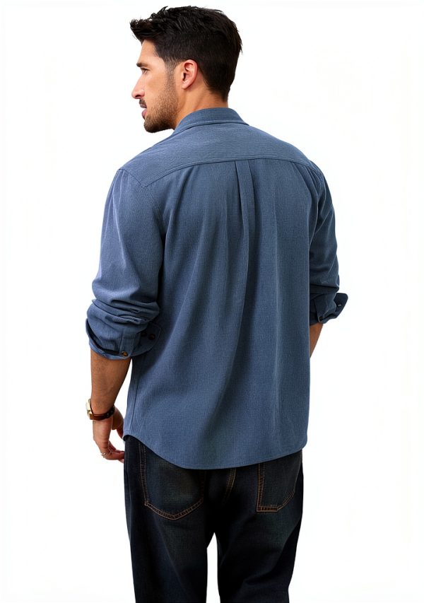 Mens Corduroy Button Down Shirt Soft Wrinkle Resistant Long-4