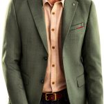 Mens Blazer Lightweight Fabric Removable Brooch Black Olive-0